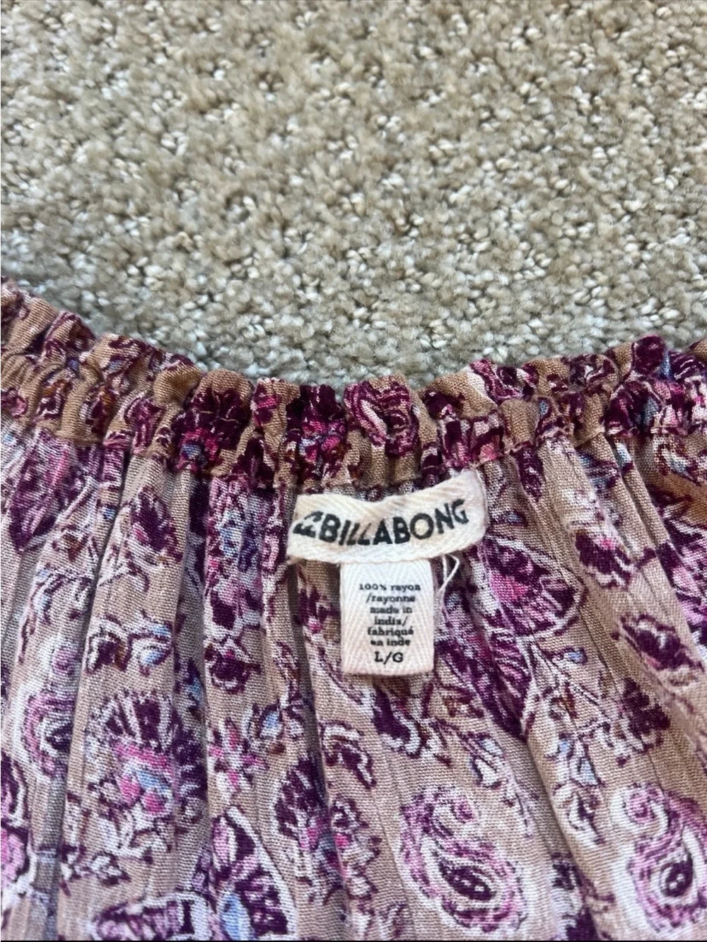 Billabong Lavender and Pink Floral Peasant Blouse